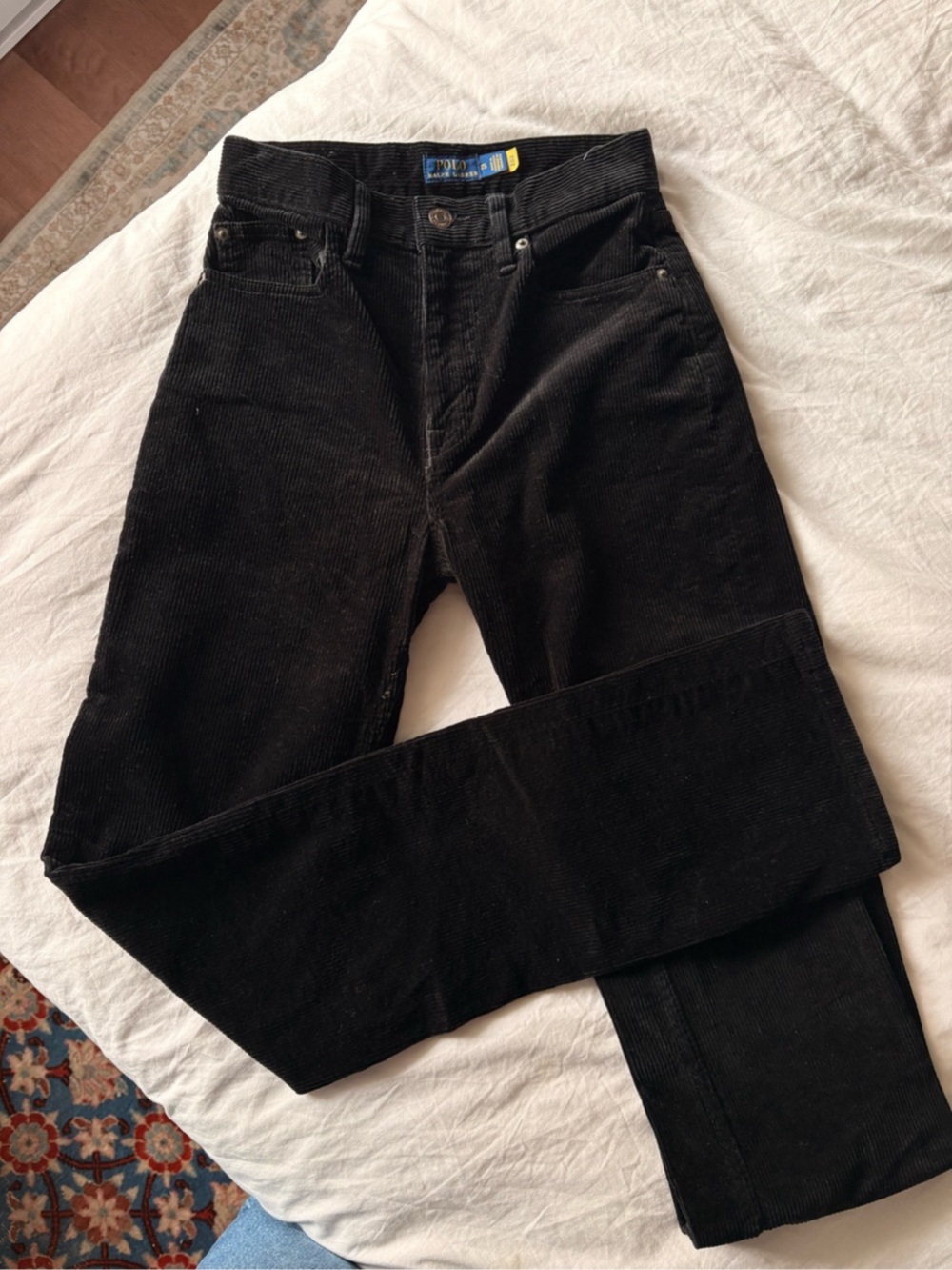 Polo Ralph Lauren Black Corduroy Straight Leg Pants | Size 25 | Vintage-Inspired